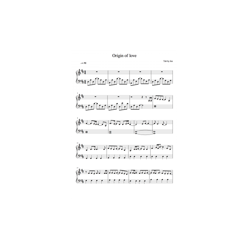 Hedwig and the Angry Inch - Origin of love (Piano Sheet)